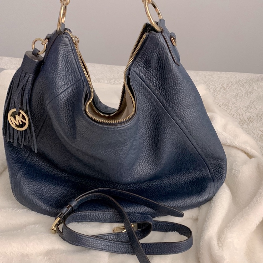 Navy Michael Kors purse with long strap